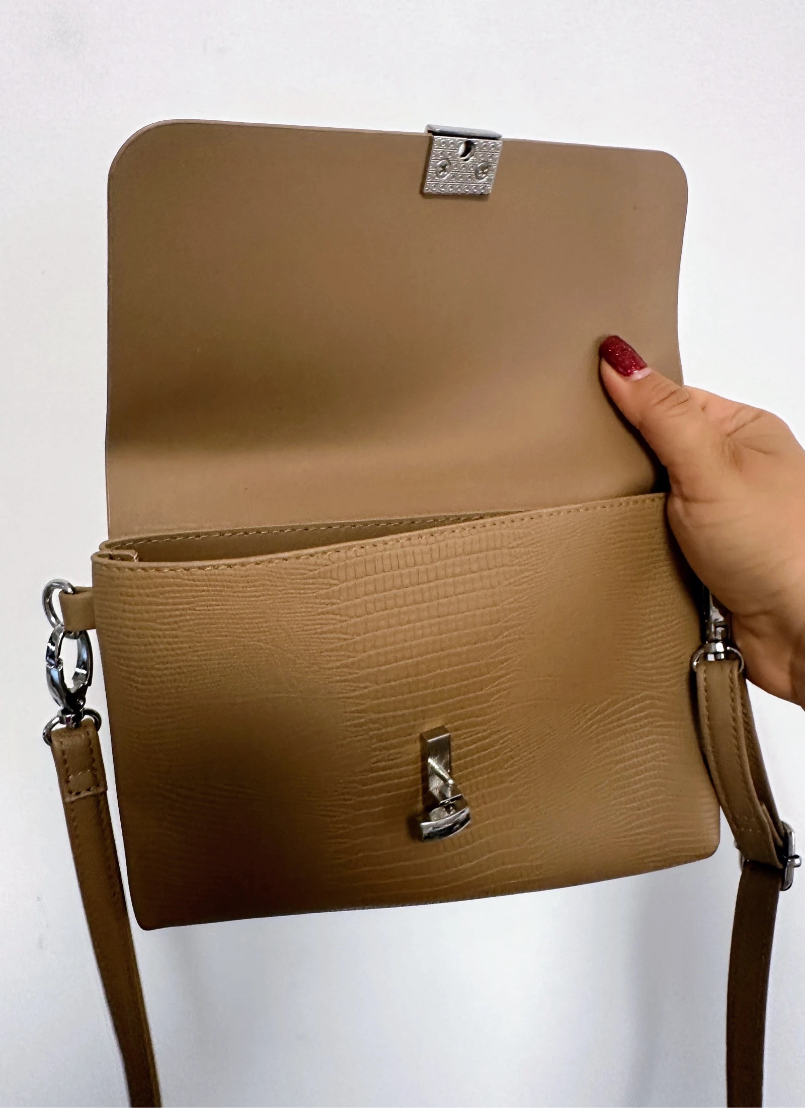 PRIMARK Crossbody Bag Nude / Camel LIZARD EFFECT – photo 4